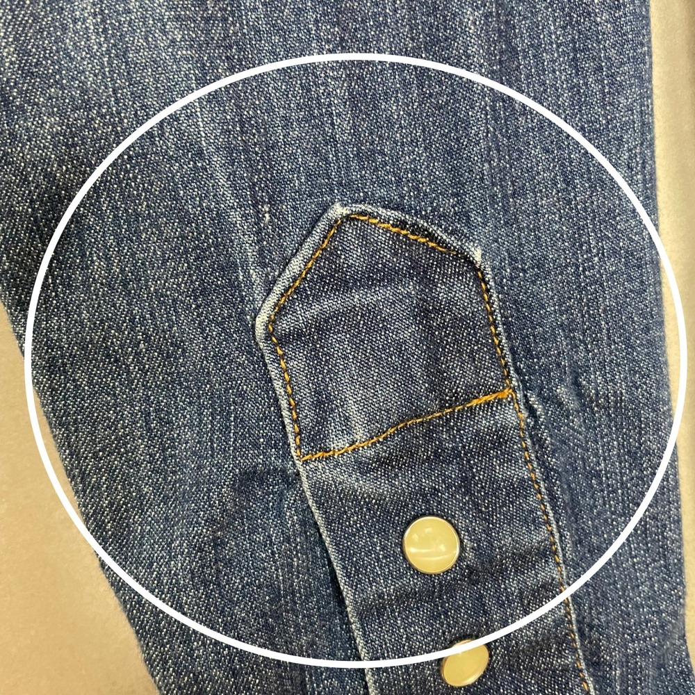 Vintage Gap Western Shirt Denim Look Stretch Women Size Medium Blue Pearl Snaps - Picture 11 of 16